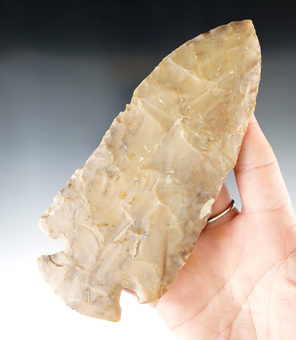 6" Hopewell made from multi-colored Flint Ridge Flint. Found in Auglaize Co., Ohio. Pictured!