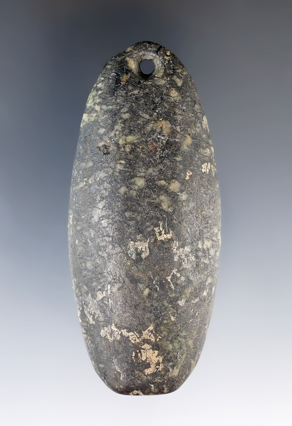 2 7/8" Adena Trapezoidal Pendant made from Diorite. Found in Central Ohio.  Davis COA.