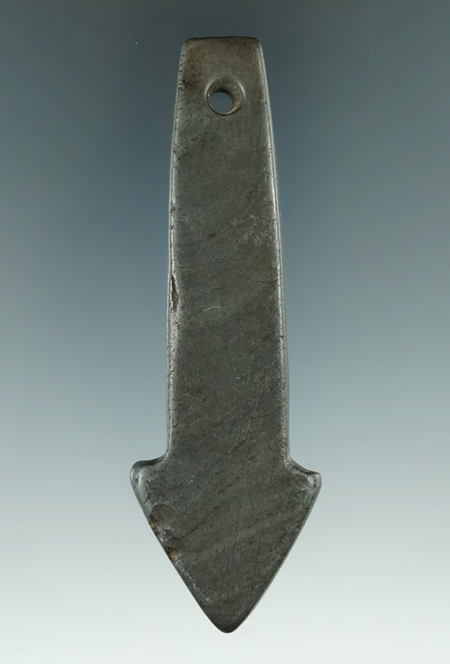 3 15/16" Adena Anchor Pendant - engraving on surface,  Huron Co., Ohio. Ex. Cameron Parks, Earl Town