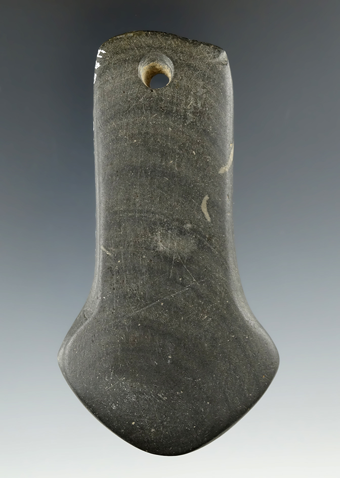 3 5/8" Adena Anchor Pendant with ancient damage to upper corner found in Franklin Co., Ohio.