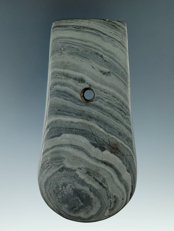 4 1/16" Adena Keyhole Pendant  found in Williams Co., Ohio. Pictured in Who's Who #10, page 244. Ex.