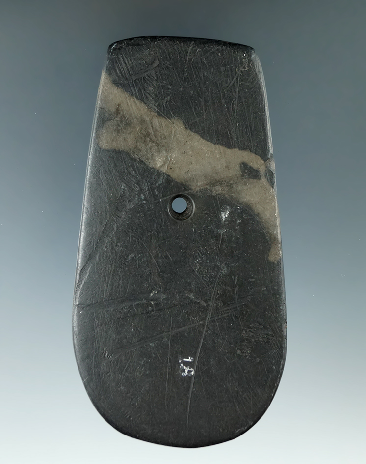 4 3/16" Adena Keyhole Pendant with "worm tracks", found in Union Co., Ohio.