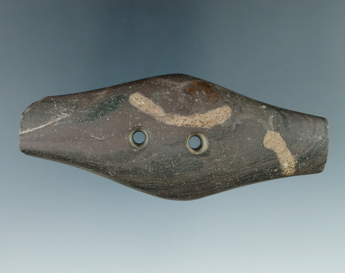 3 7/8" Hopewell Expanded Center Gorget found in Trumbull Co., Ohio. Pictured1