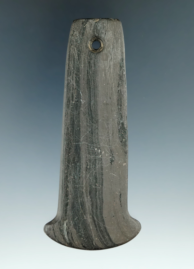 4 1/4" Adena Anchor Pendant made from nicely Banded Slate, found in Meigs Co., Ohio. Ex. Gomer Moore