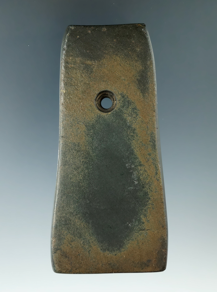 4" Adena Bell Pendant  found in Richland Co., Ohio. Ex. Stuart Snyder (#2723), William Warder, B.W.