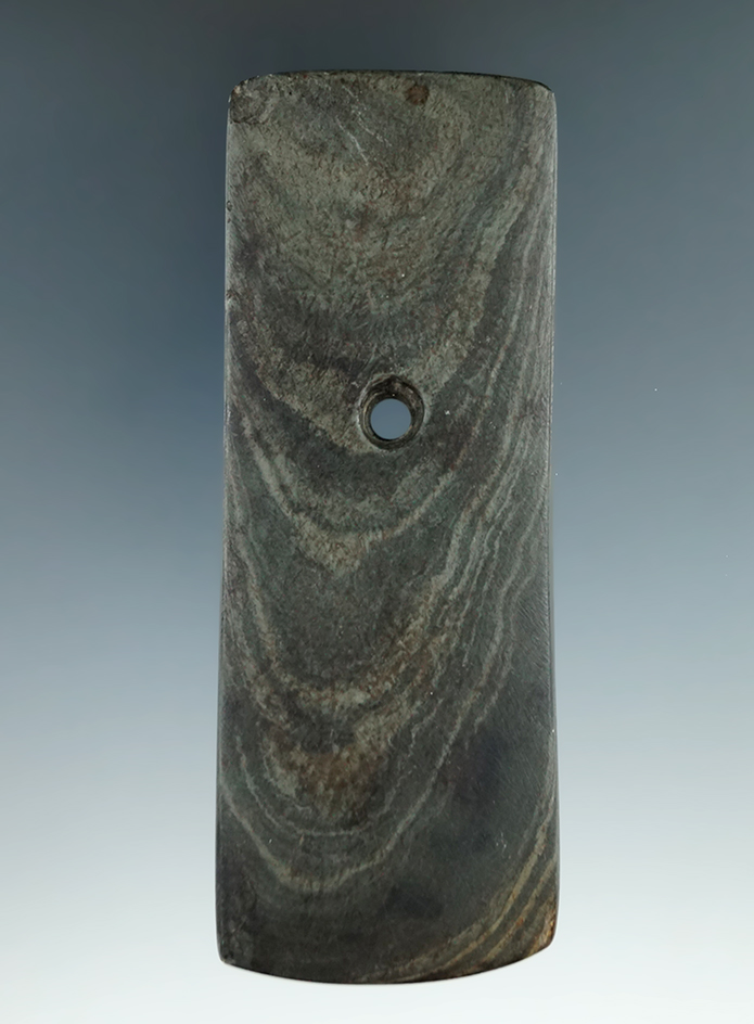 4 9/16" Adena Rectangular Pendant that is engraved found in Logan Co., Ohio.