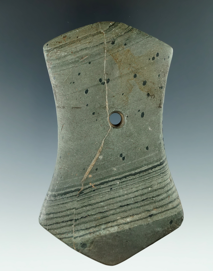 4 5/16" Hopewell Pentagonal Pendant found in Washington Twp., Warren Co., Ohio. Pictured.