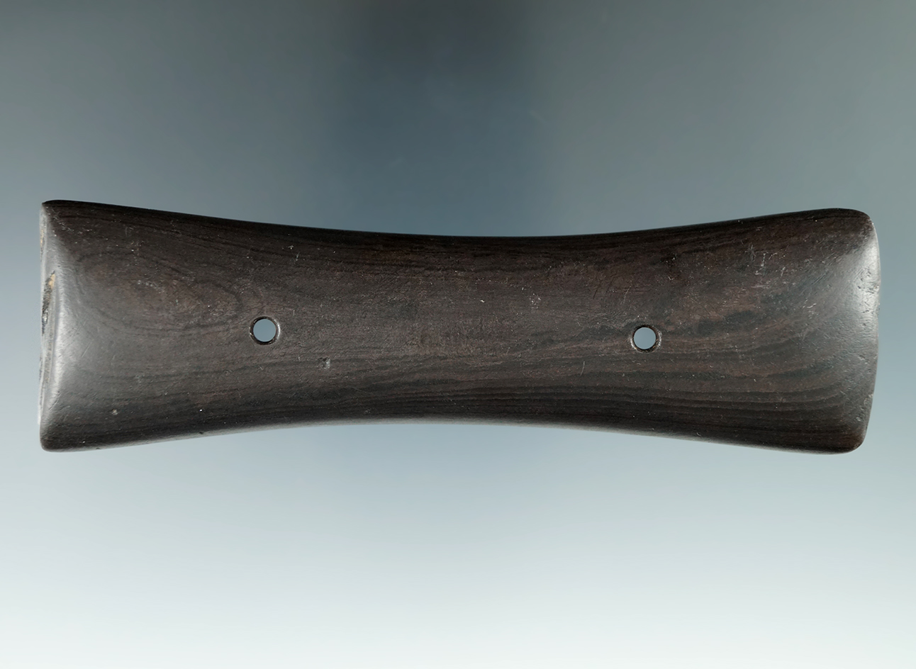 4 15/16" Late Woodland Elongated Constricted Center Gorget ffound in Sheffield Twp., Lorain Co., Ohi