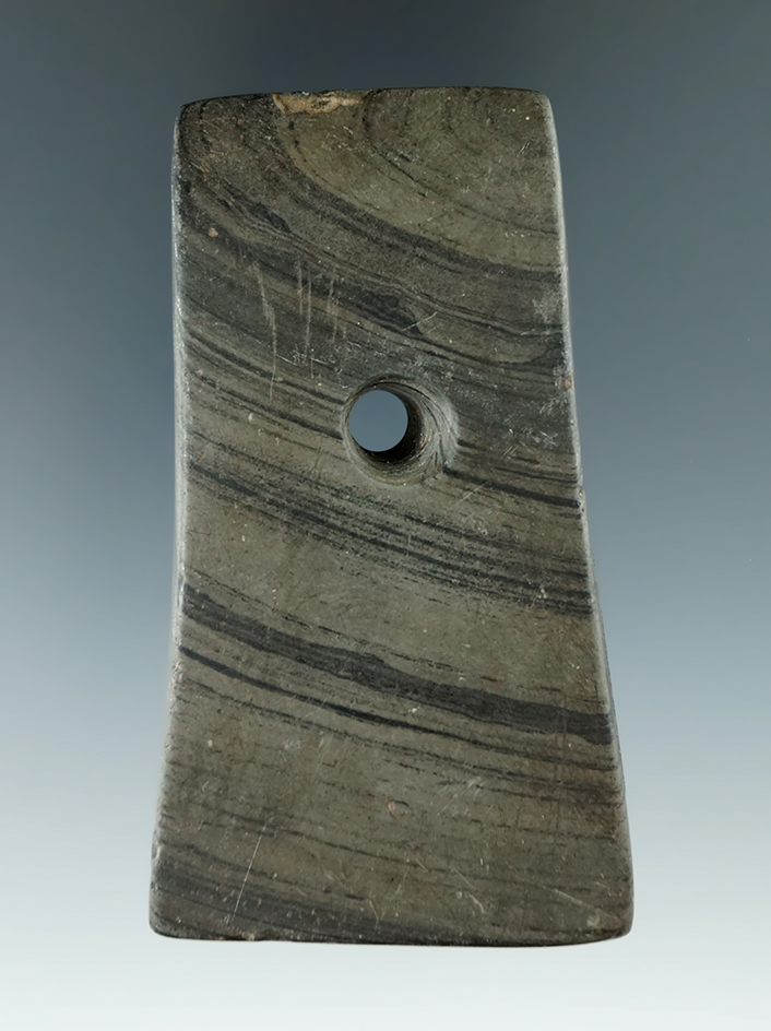 3 1/4" Adena Bell Pendant found in Washington Twp., Lucas Co., Ohio.. Pictured in the Toledo Blade.