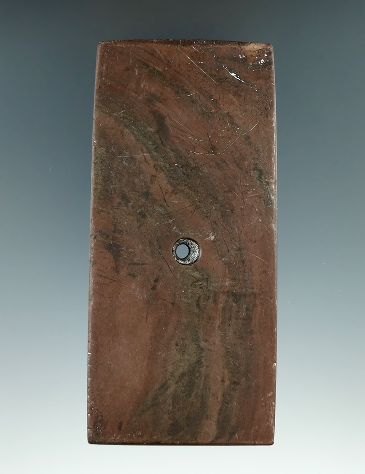 4 1/4" Hopewell Rectangular Pendant found in Northern Ohio. Ex. Ron Helman (#3360), Chris Helman.