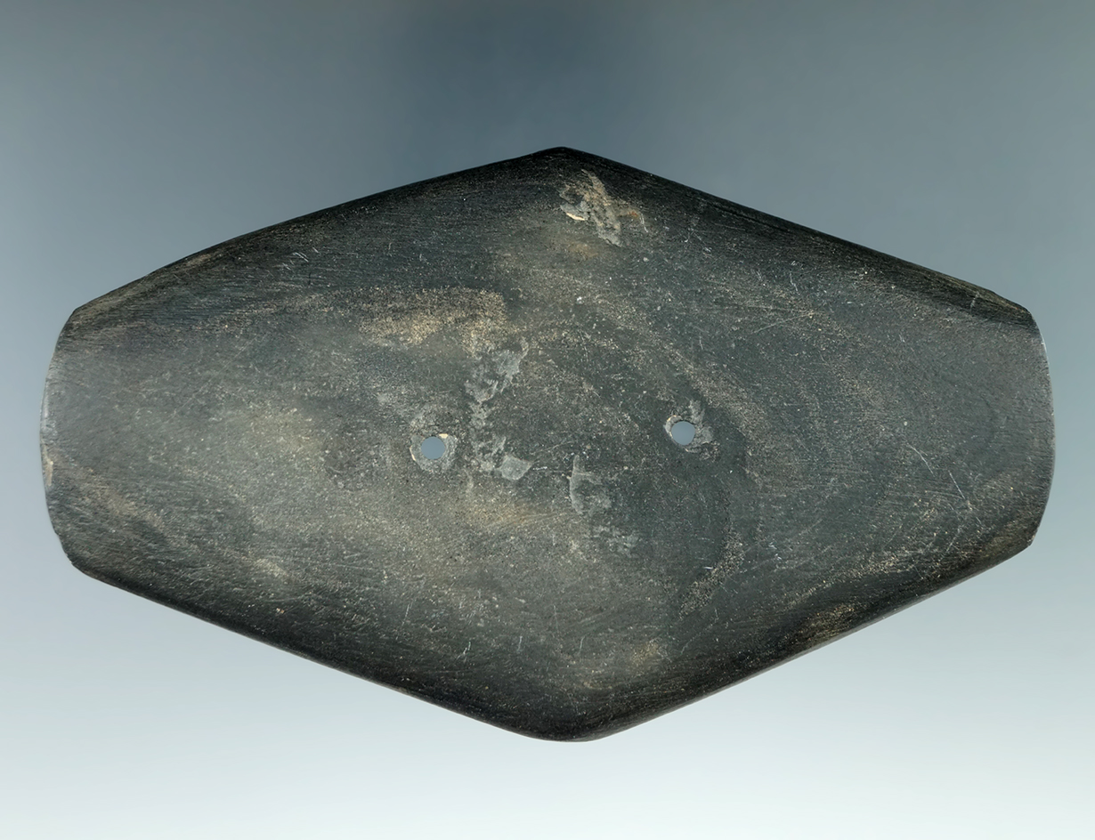 4 11/16" Glacial Kame Expanded Center Gorget  found in Franklin Co., Ohio. Ex. Merle Day, Jerre Wall