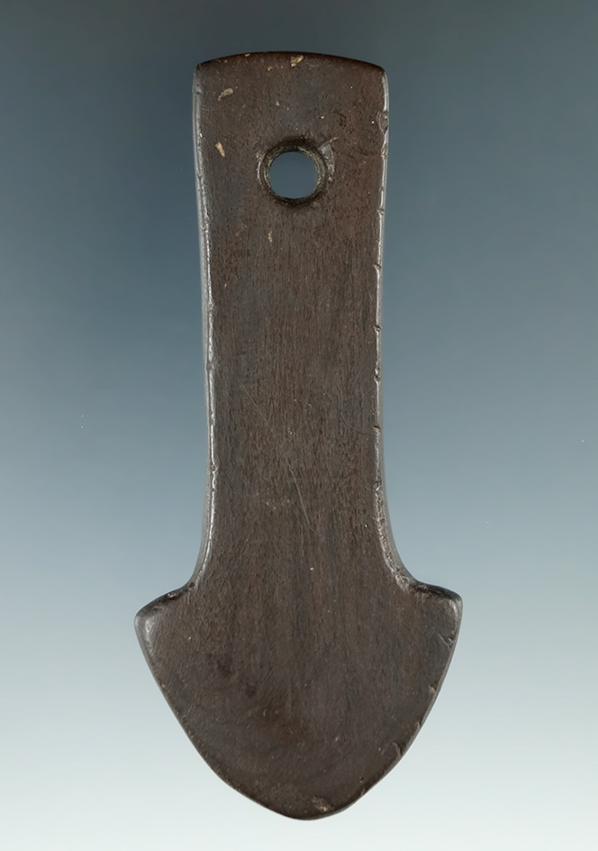 4" Adena Anchor Pendant that is tallied and made from red Banded Slate. Found in Ross Co., Ohio.