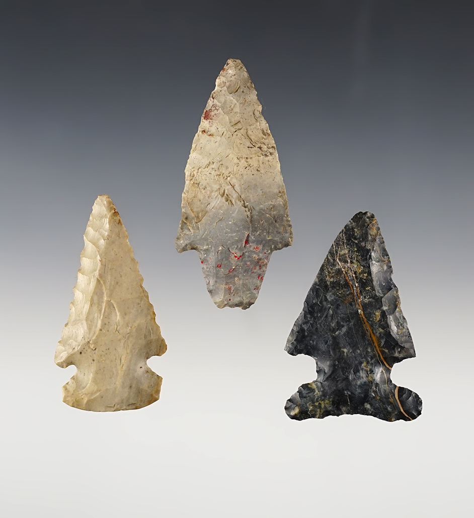 Set of 3 fine Ohio points in excellent condition. The largest is 2 3/4".