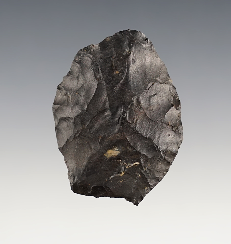 Nice 2 1/4" Paleo Crowfield Knife found in Muskingum Co., Ohio. Made from Coshocton Flint. 