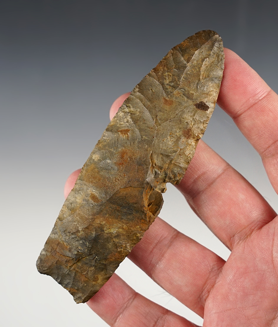 Large 4 9/16" Paleo Lanceolate found in Ohio. Well patinated. 