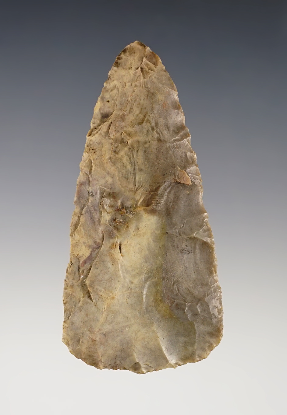 3 1/4" Hopewell Cache Blade - Indiana Hornstone. Found by Ensil Chadwick in Knox Co., Ohio.