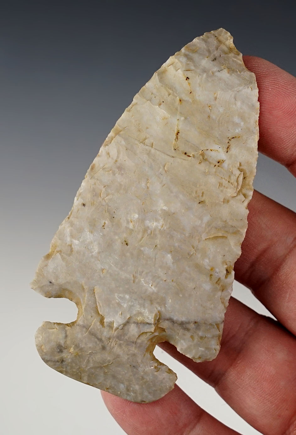 3 1/2" Archaic Thebes made from Coshocton Flint. Found by Larry Morris in Ohio. 