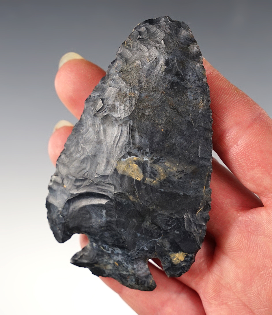 3 5/16" Notched Base Dovetail made from Coshocton Flint. Found in Fulton Co., Ohio. COA. 