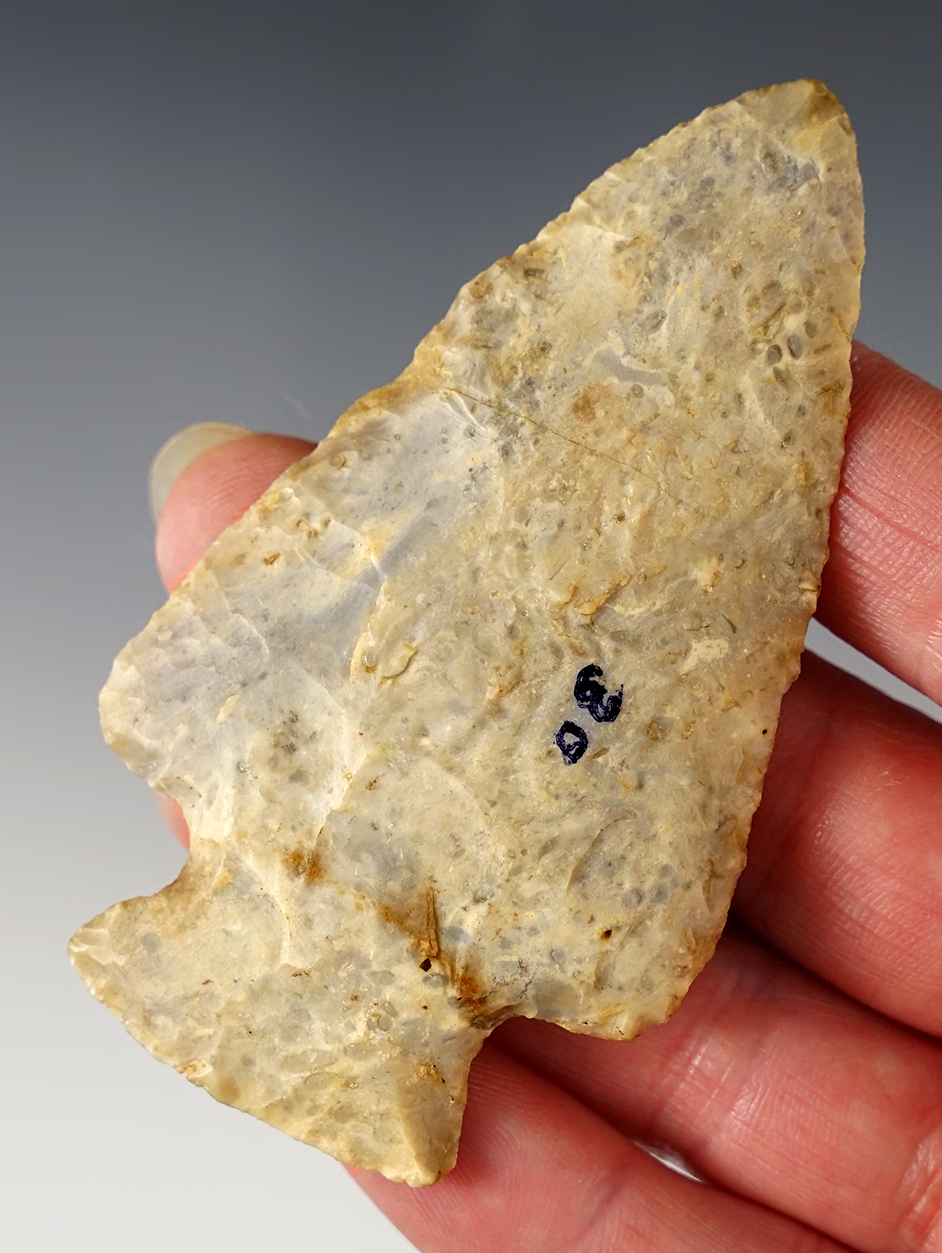 3 1/4" Hopewell that is nicely patinated. Found in Williams Co., Ohio. 