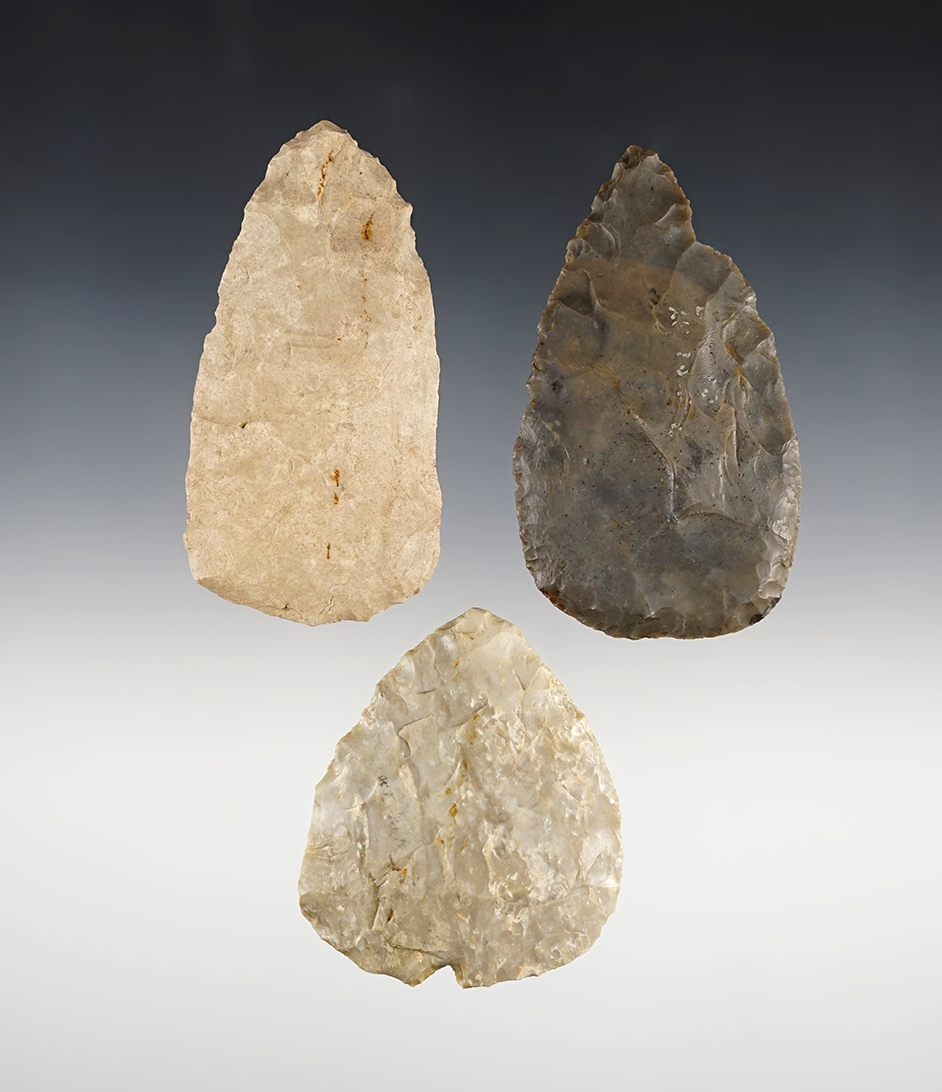 Set of three Hopewell Blades found in Pickaway, Union and Marion Counties, Ohio. 