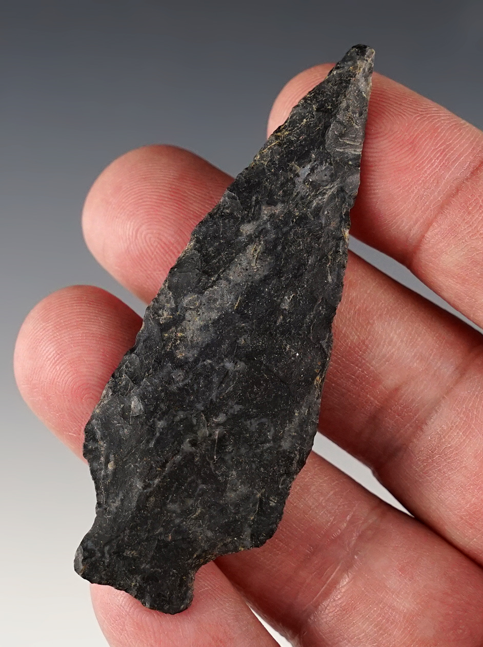 2 7/8" Ashtabula made from Coshocton Flint. Found in Tuscarawas Co., Ohio. 