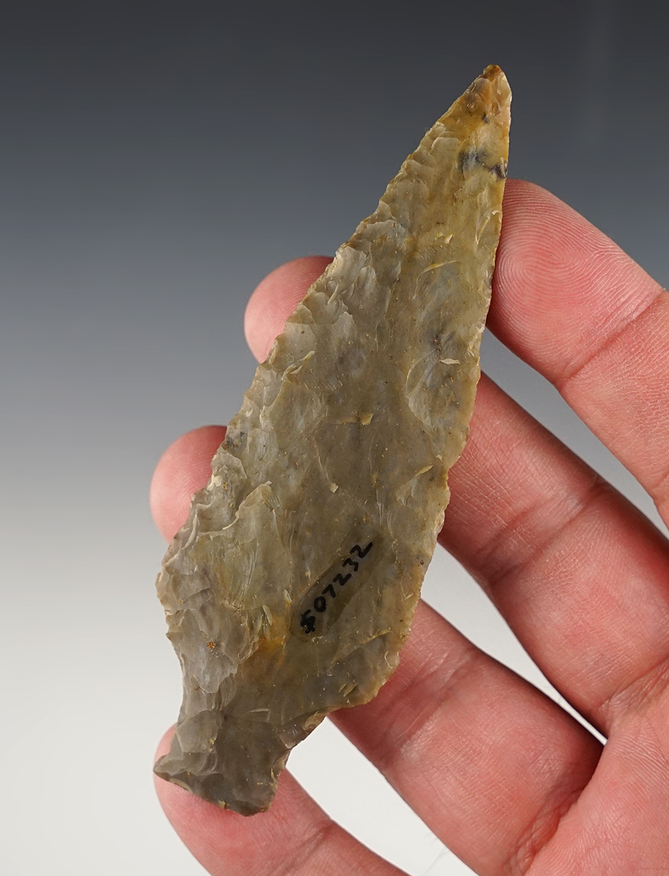 4" Ashtabula made from Flint Ridge Flint. Found in Stark Co., Ohio. 
