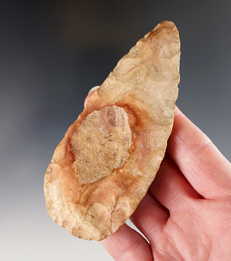 4 7/16" Archaic Blade found in Adams Co., Ohio with a river polished surface and nice color. 