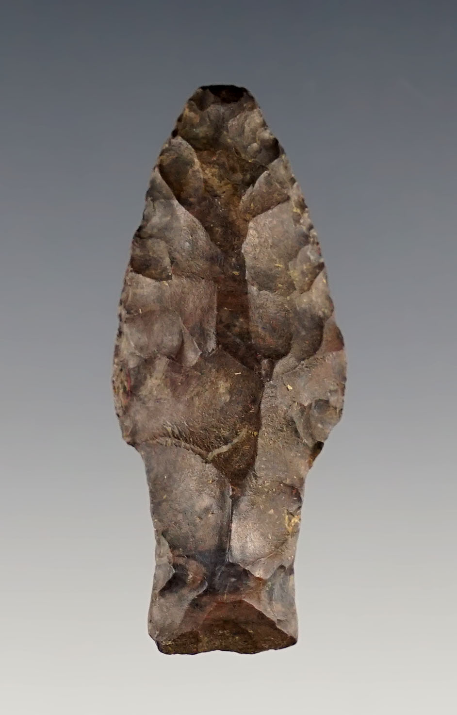 1 7/8" Coshocton Flint Paleo Keiser Point with a nicely ground stem, found in Ohio. 