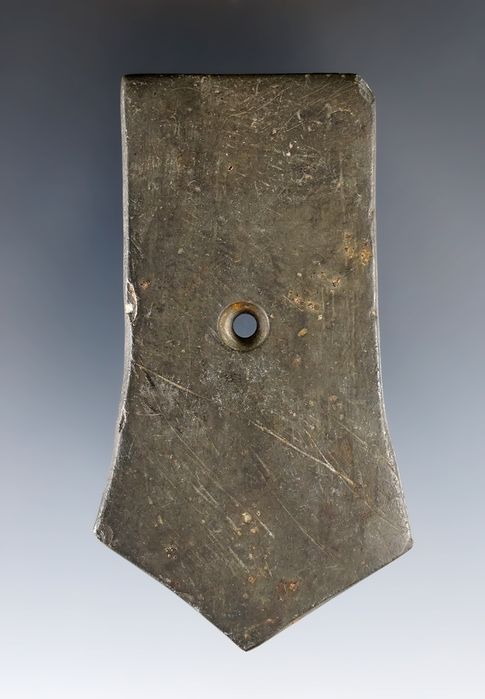 Well styled 3 1/4" Hopewell Pentagonal Pendant. Ex. Dr. Paul Titterington, Warren Moorehead.