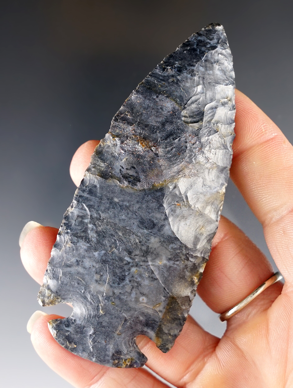 3 1/2" Archaic Dovetail made from Coshocton Flint. Found in Licking Co., Ohio. Ex. Dave Rowlands.