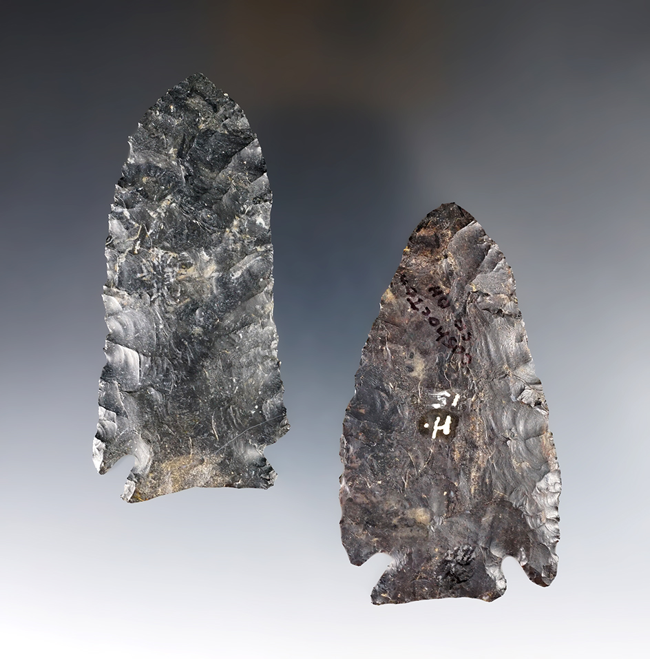 Pair of very nice Coshocton Flint Knives including a 3 1/16" Stilwell. Both found in Ohio. 