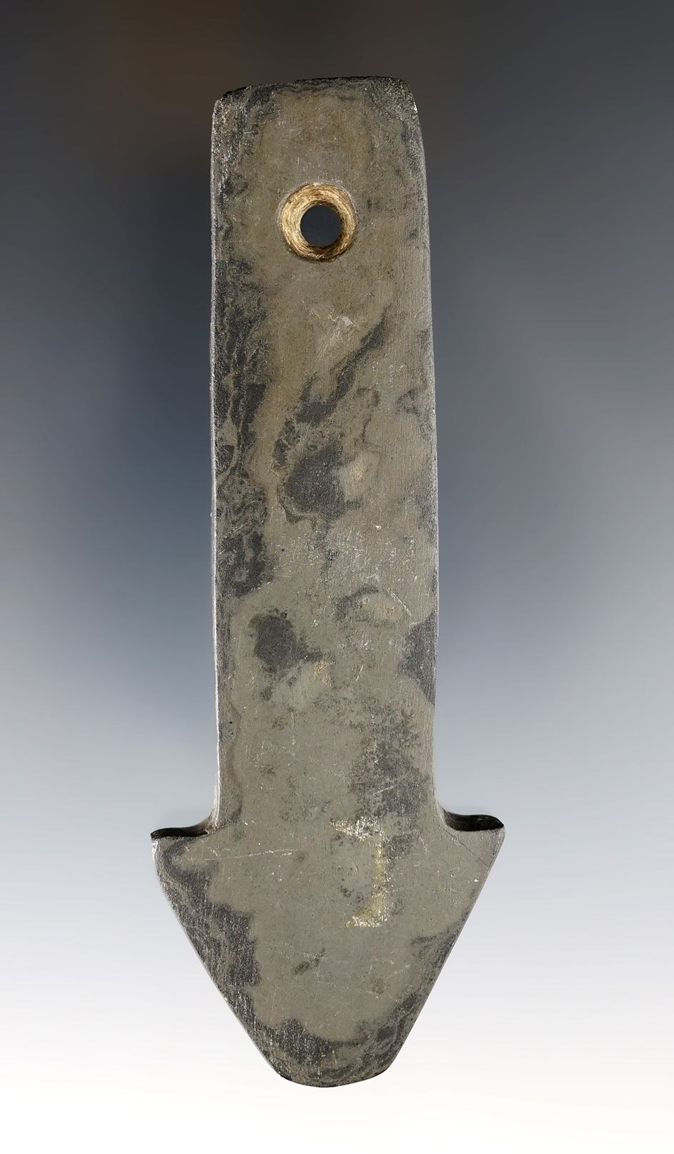 4 9/16" Adena Anchor Pendant found in Richland Co., Ohio. Ex. Clyde Theler (#S-236), Charlie West.