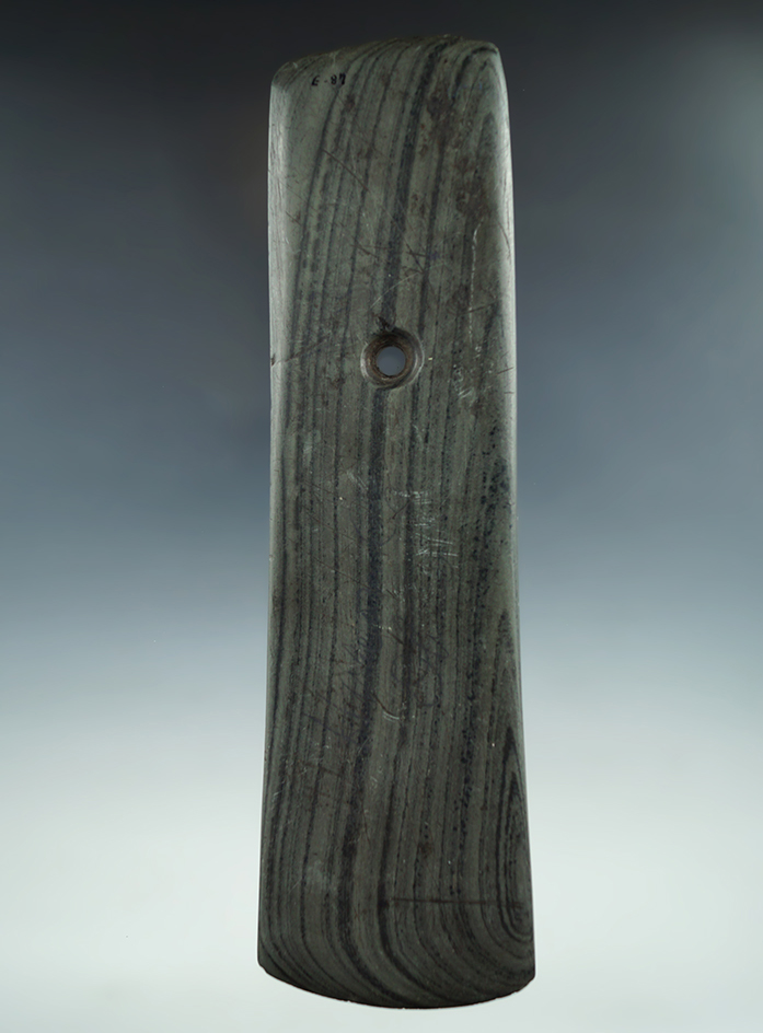 Rare style 7" Adena Celt Pendant found in Huron Co., Ohio. Bit end is in excellent condition. Ex. Fu