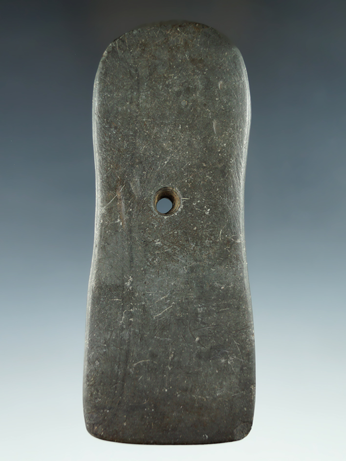 4 11/16" Adena Pendant - Beaver Twp., Mahoning Co., Ohio. Engravings on surface.