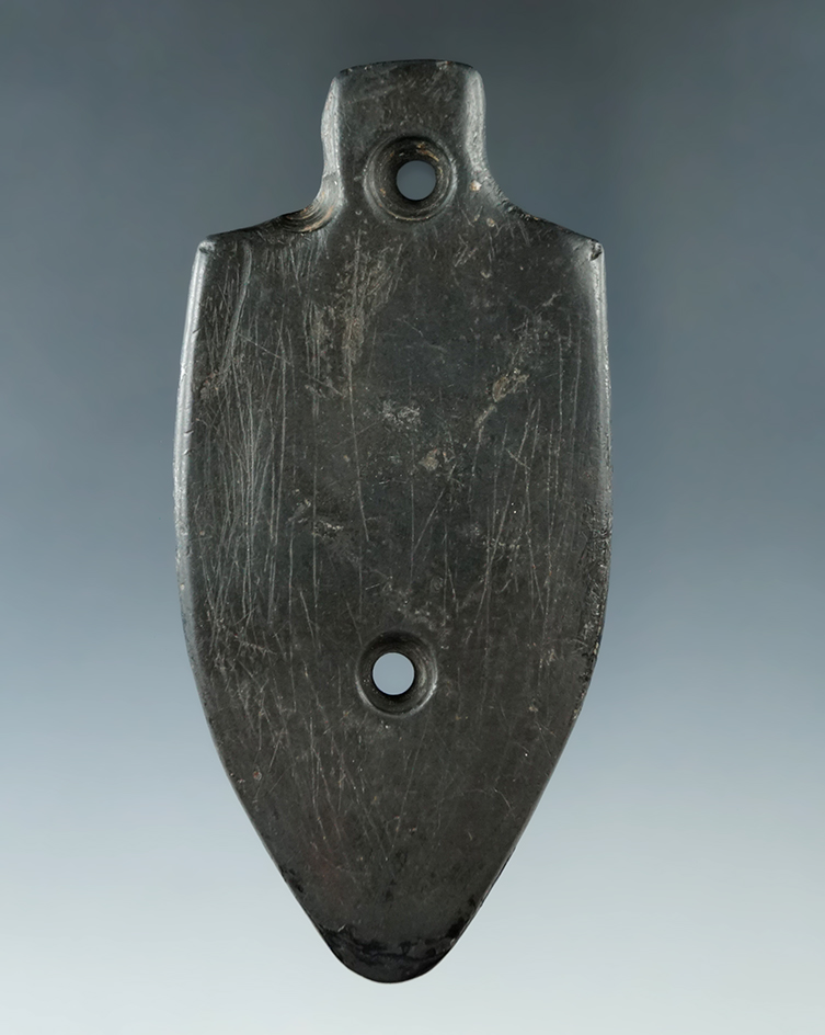 3 11/16" Glacial Kame Effigy Gorget that is broken and glued near the tip- Richland Co., Ohio. Pictu