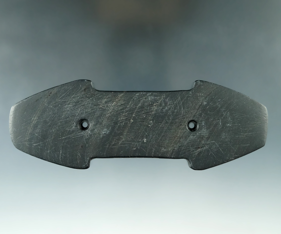 5 1/2" Woodland Indented Gorget - Ashland Co., Ohio. Pictured 4 times. Ex. Dr. Gordon Meuser.