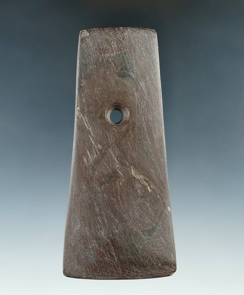 4 3/16" Bell Pendant made from red and black Mottled Slate, found in Logan Co., Ohio.