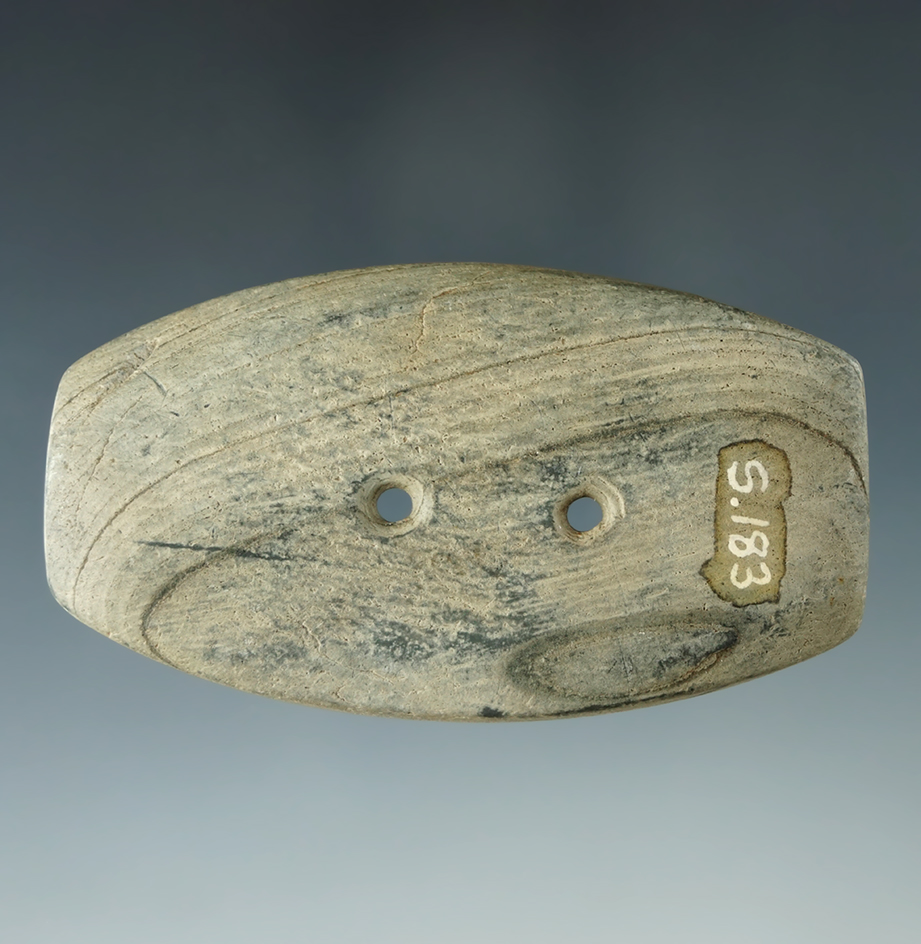 Miniature 2 13/16" Hopewell Gorget found in Hardin Co., Ohio. Ex. Dean Driskill (#S.183)