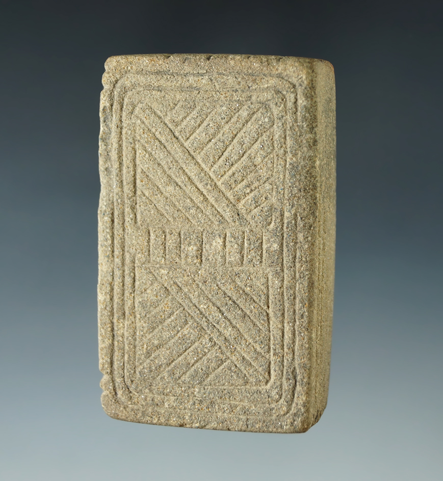 2 3/8" x 1 1/2" Adena Wamsley Calendar Sandstone Tablet found by in 1913, Adams Co., OH. Pictured.