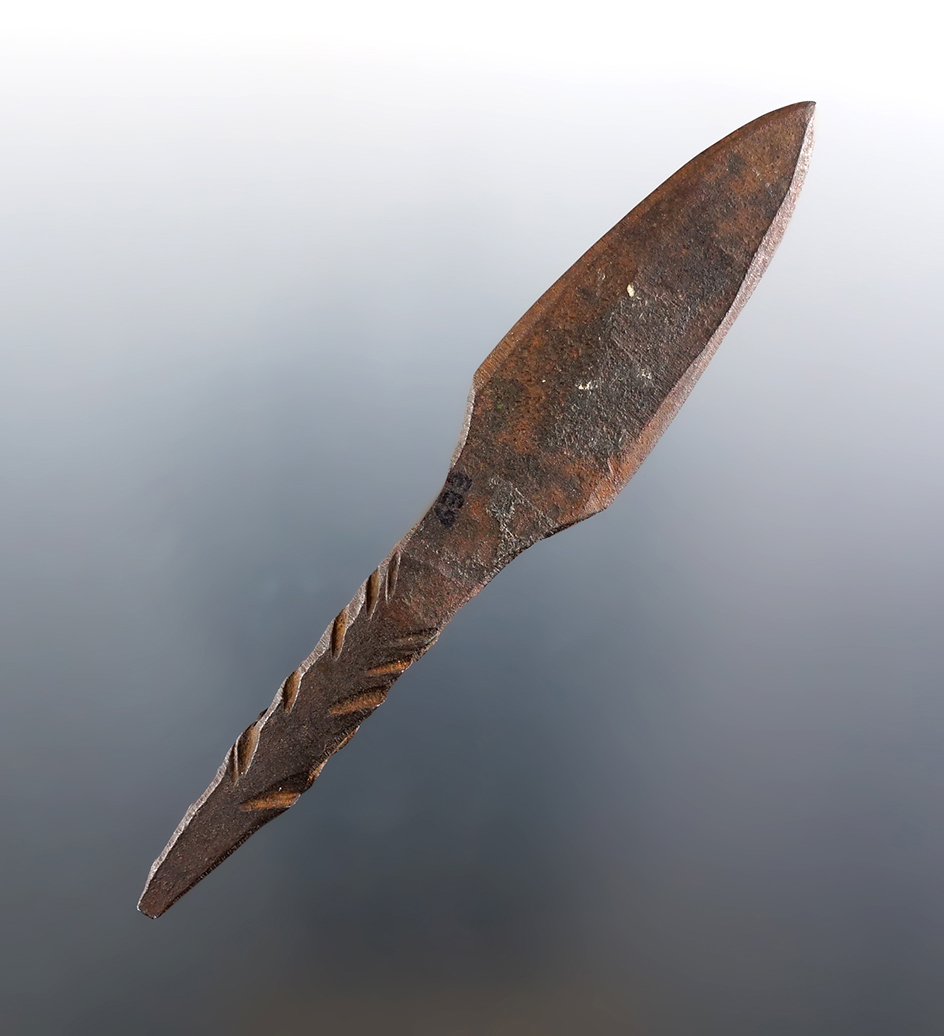 4 1/16" Historic Metal Point found in Lake Co., Ohio. Ex. Mel Wilkens, Norm Kley collections.