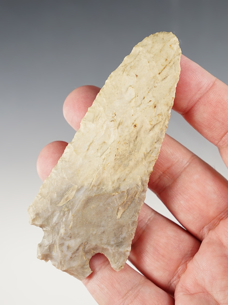 Nice 3 7/8" Archaic Cornernotch found in Ohio.