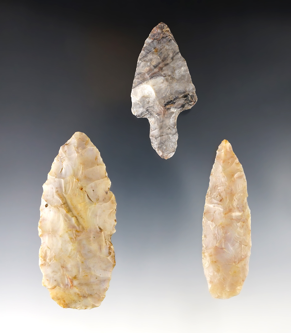 Set of 3 Ohio Points and Knives in excellent condition. The largest is 3 1/8".