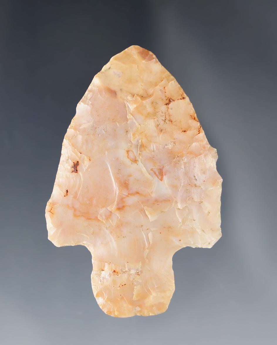 2" pink Flint Ridge Adena found in Kingston, Ross Co., Ohio by Phil Kientz.