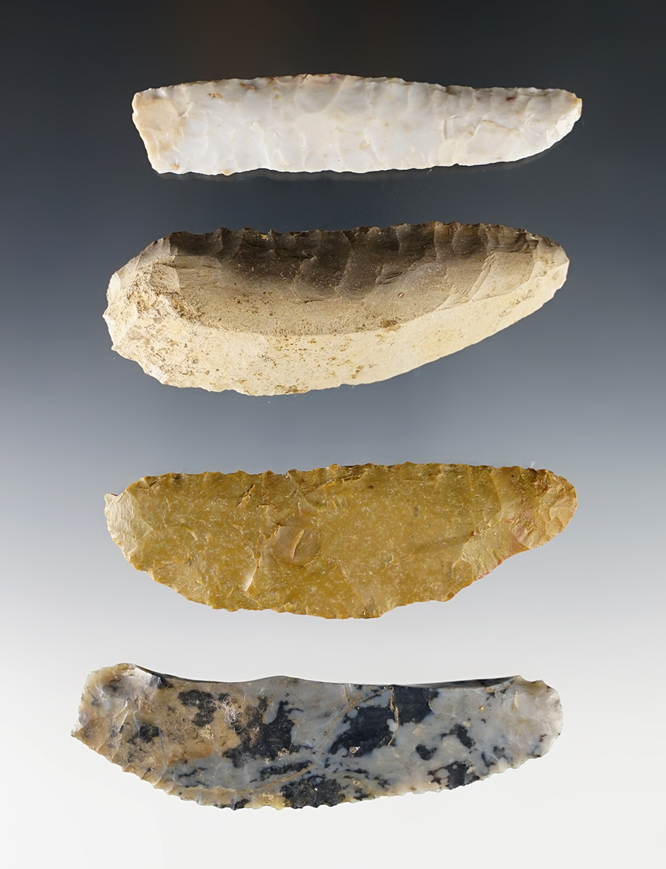 Set of 4 Paleo Blades found in Ohio. The largest is 3 5/16".
