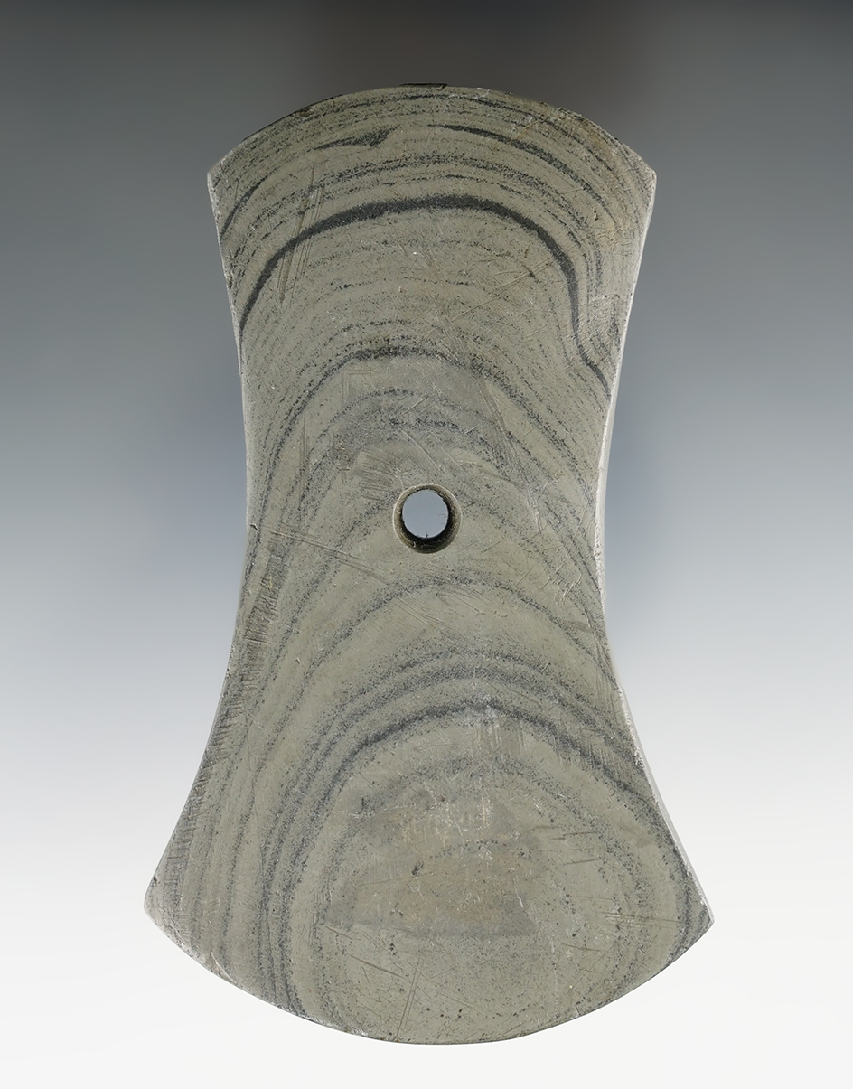 4 1/2" Adena Bi-Concave Pendant Found Southeast of Fostoria, Seneca Co., Ohio. Pictured!