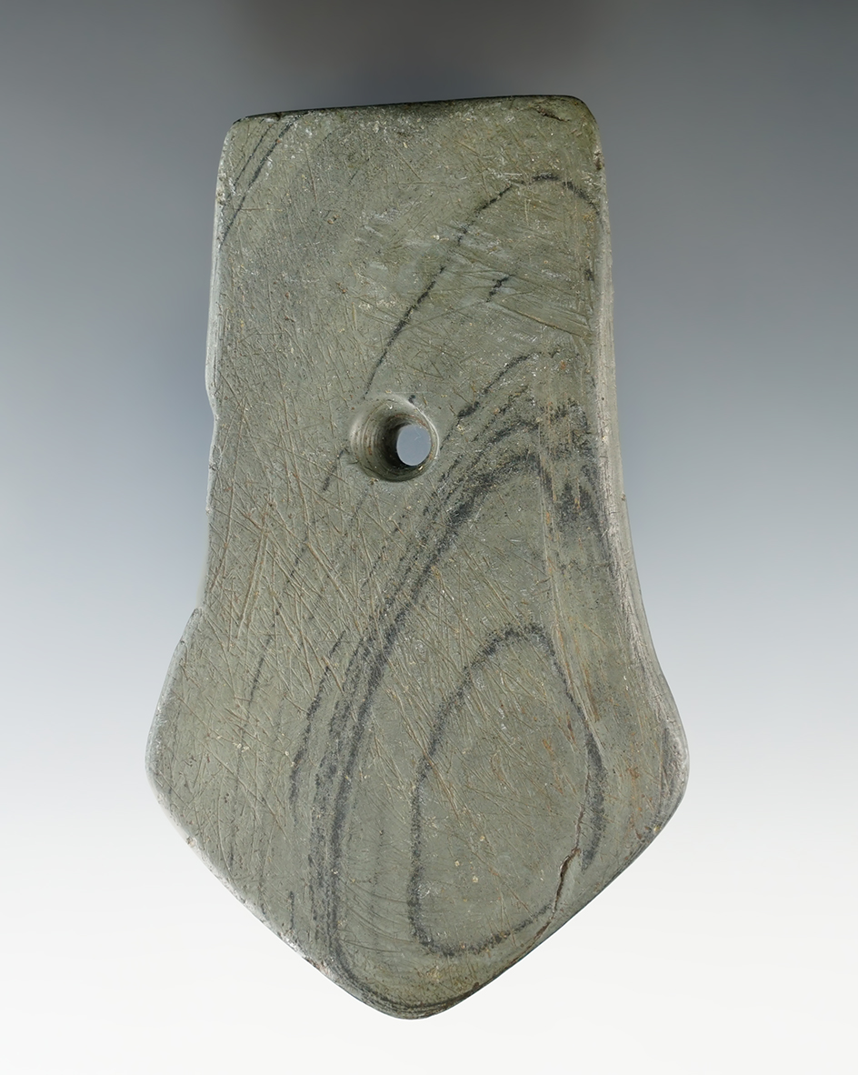 4 1/16" Hopewell Pentagonal Pendant made from green and black Banded Slate.