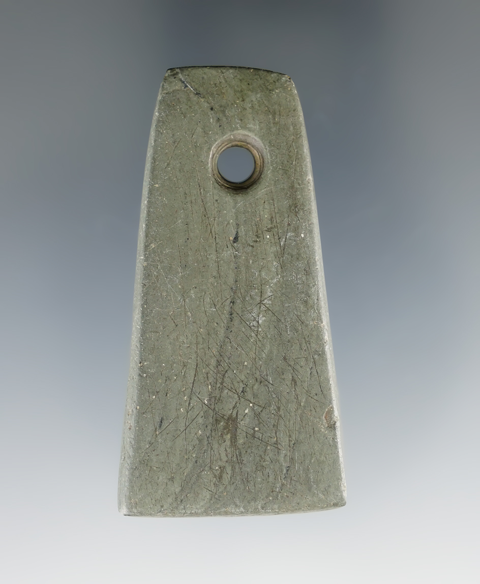 Miniature 2 1/4" Mississippian Trapezoidal Pendant found in Seneca Co., Ohio. Ex. Vietzen.