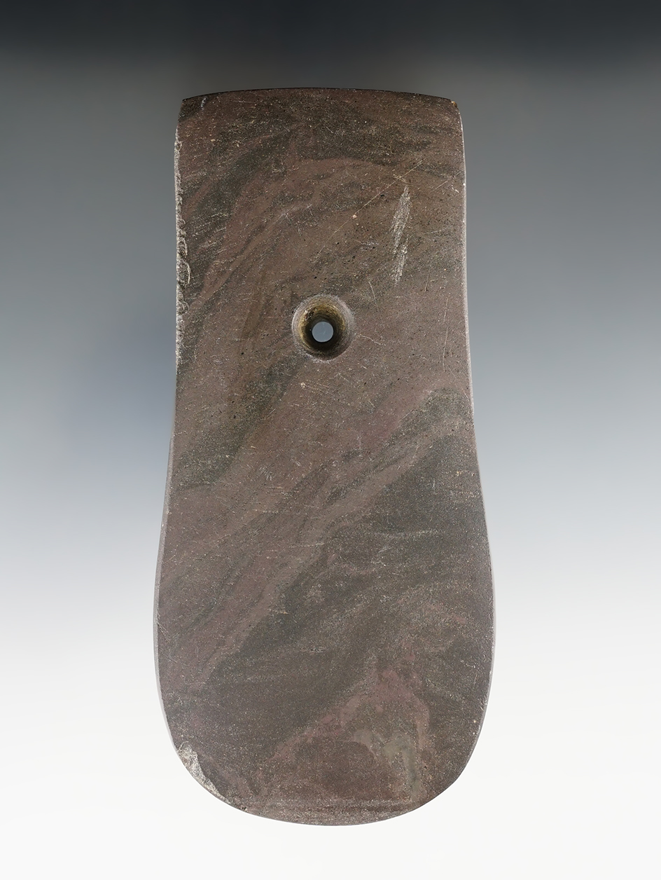 4 15/16" Adena Keyhole Pendant found in Allen Co., Ohio. Ex. Bill Stewart (#58) Collection.
