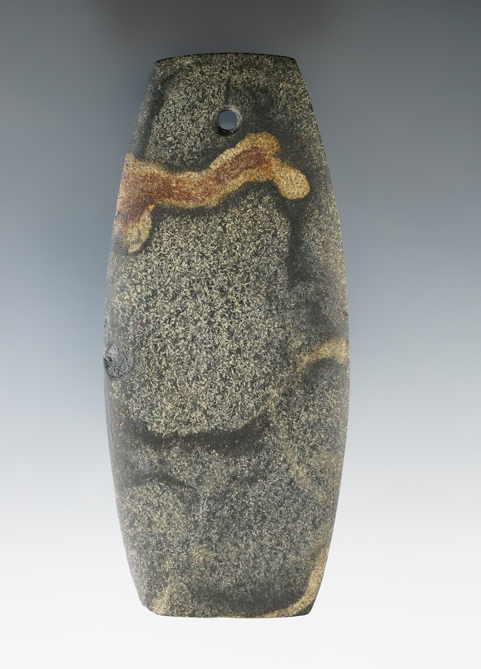 3 13/16" Hopewell Trapezoidal Pendant found in Summit Co., Ohio. Ex. Steve Fuller, Joe Macik.