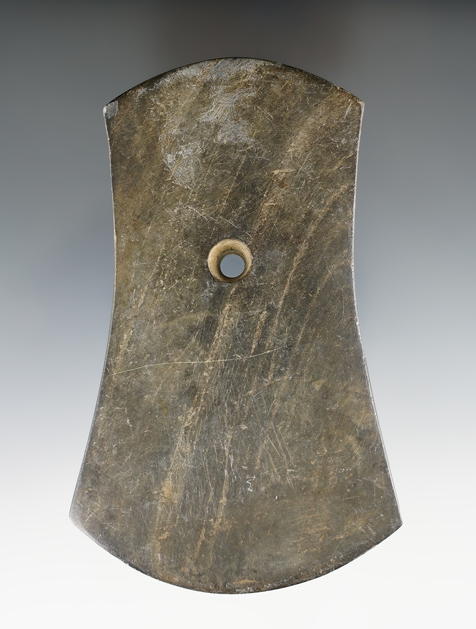 4 3/8" Adena Bi-Concave Pendant found by William Klink north of Ontario, Richland Co., Ohio.